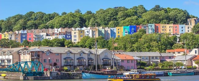 Bristol harbourside with coloured houses